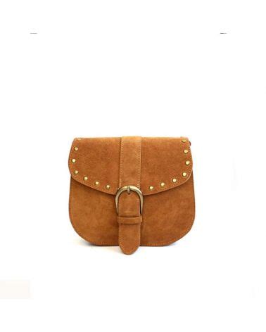 Sac besace shearling et daim Camel .